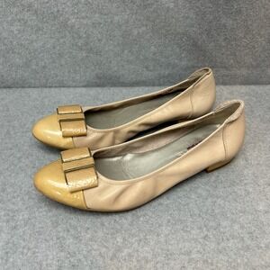 Sabrinas Spain Leather Ballet Flats Nude Beige Cap Toe Buckle Womens 38‎ / 7.5